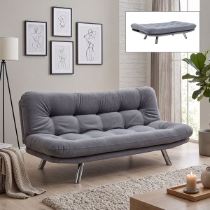 meg-GP061-0023,7-0 ΚΑΝΑΠΕΣ - ΚΡΕΒΑΤΙ HIPPO MEGAPAP ΤΡΙΘΕΣΙΟΣ ΥΦΑΣΜΑΤΙΝΟΣ ΧΡΩΜΑ ΓΚΡΙ 180X87X85ΕΚ.