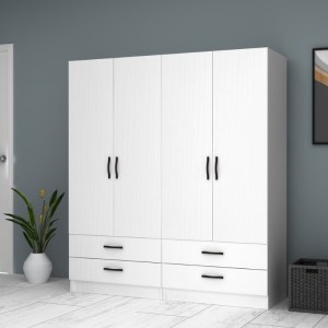 meg-GP100-0064,1-3 ΝΤΟΥΛΑΠΑ ΡΟΥΧΩΝ RICARDO MEGAPAP ΤΕΤΡΑΦΥΛΛΗ ΧΡΩΜΑ ΛΕΥΚΟ 160X51,8X181ΕΚ.