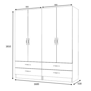 meg-GP100-0064,3-4 ΝΤΟΥΛΑΠΑ ΡΟΥΧΩΝ RICARDO MEGAPAP ΤΕΤΡΑΦΥΛΛΗ ΧΡΩΜΑ ΚΑΡΥΔΙ 160X51,8X181ΕΚ.