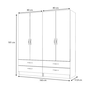 meg-GP100-0064,4-4 ΝΤΟΥΛΑΠΑ ΡΟΥΧΩΝ RICARDO MEGAPAP ΤΕΤΡΑΦΥΛΛΗ ΜΕ ΣΥΡΤΑΡΙΑ ΧΡΩΜΑ ΑΝΘΡΑΚΙ 160X51,8X181ΕΚ.
