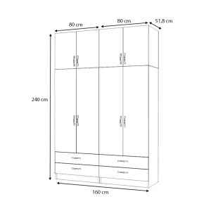 meg-GP100-0065,4-4 ΝΤΟΥΛΑΠΑ ΡΟΥΧΩΝ RICARDO MEGAPAP ΤΕΤΡΑΦΥΛΛΗ ΜΕ ΠΑΤΑΡΙ ΚΑΙ ΣΥΡΤΑΡΙΑ ΧΡΩΜΑ ΑΝΘΡΑΚΙ 160X51,8X240ΕΚ.