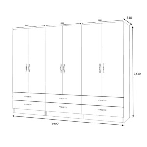 meg-GP100-0066,3-5 ΝΤΟΥΛΑΠΑ ΡΟΥΧΩΝ RICARDO MEGAPAP ΕΞΑΦΥΛΛΗ ΧΡΩΜΑ ΚΑΡΥΔΙ 240X51,8X181ΕΚ.