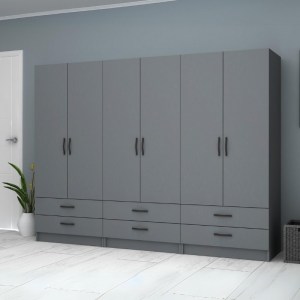 meg-GP100-0066,4-3 ΝΤΟΥΛΑΠΑ ΡΟΥΧΩΝ RICARDO MEGAPAP ΕΞΑΦΥΛΛΗ ΜΕ ΣΥΡΤΑΡΙΑ ΧΡΩΜΑ ΑΝΘΡΑΚΙ 240X51,8X181ΕΚ.