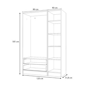 meg-GP100-0068,1-4 ΝΤΟΥΛΑΠΑ ΡΟΥΧΩΝ RICARDO MEGAPAP ΤΡΙΦΥΛΛΗ ΜΕ ΣΥΡΤΑΡΙΑ ΧΡΩΜΑ ΛΕΥΚΟ 120X51,8X181ΕΚ.