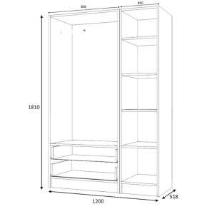 meg-GP100-0068,3-4 ΝΤΟΥΛΑΠΑ ΡΟΥΧΩΝ RICARDO MEGAPAP ΤΡΙΦΥΛΛΗ ΧΡΩΜΑ ΚΑΡΥΔΙ 120X51,8X181ΕΚ.