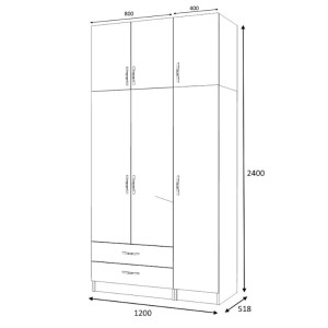 meg-GP100-0069,4-4 ΝΤΟΥΛΑΠΑ ΡΟΥΧΩΝ RICARDO MEGAPAP ΤΡΙΦΥΛΛΗ ΜΕ ΠΑΤΑΡΙ ΚΑΙ ΣΥΡΤΑΡΙΑ ΧΡΩΜΑ ΑΝΘΡΑΚΙ 120X51,8X240ΕΚ.
