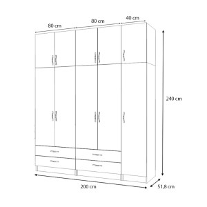 meg-GP100-0071,2-4 ΝΤΟΥΛΑΠΑ ΡΟΥΧΩΝ RICARDO MEGAPAP ΠΕΝΤΑΦΥΛΛΗ ΜΕ ΠΑΤΑΡΙ ΚΑΙ ΣΥΡΤΑΡΙΑ ΧΡΩΜΑ ΦΥΣΙΚΟ ΟΞΙΑΣ 200X51,8X240ΕΚ.