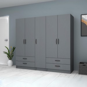meg-GP100-0072,4-3 ΝΤΟΥΛΑΠΑ ΡΟΥΧΩΝ RICARDO MEGAPAP ΠΕΝΤΑΦΥΛΛΗ ΜΕ ΣΥΡΤΑΡΙΑ ΧΡΩΜΑ ΑΝΘΡΑΚΙ 200X51,8X181ΕΚ.