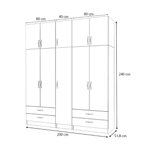 meg-GP100-0073,2-4 ΝΤΟΥΛΑΠΑ ΡΟΥΧΩΝ RICARDO MEGAPAP ΠΕΝΤΑΦΥΛΛΗ ΜΕ ΠΑΤΑΡΙ ΚΑΙ ΣΥΡΤΑΡΙΑ ΧΡΩΜΑ ΦΥΣΙΚΟ ΟΞΙΑΣ 200X51,8X240ΕΚ.