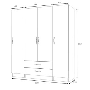 meg-GP100-0074,3-4 ΝΤΟΥΛΑΠΑ ΡΟΥΧΩΝ RICARDO MEGAPAP ΤΕΤΡΑΦΥΛΛΗ ΧΡΩΜΑ ΚΑΡΥΔΙ 160X51,8X181ΕΚ.