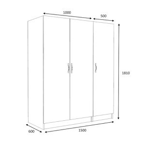 meg-GP100-0081,1-4 ΝΤΟΥΛΑΠΑ ΡΟΥΧΩΝ VICTORIA MEGAPAP ΤΡΙΦΥΛΛΗ ΧΡΩΜΑ ΛΕΥΚΟ 150X60X181ΕΚ.