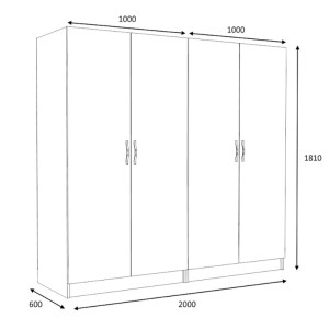 meg-GP100-0085,3-4 ΝΤΟΥΛΑΠΑ ΡΟΥΧΩΝ VICTORIA MEGAPAP ΤΕΤΡΑΦΥΛΛΗ ΧΡΩΜΑ ΚΑΡΥΔΙ 200X60X181ΕΚ.