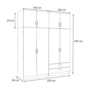 meg-GP100-0090,3-4 ΝΤΟΥΛΑΠΑ ΡΟΥΧΩΝ VICTORIA MEGAPAP ΤΕΤΡΑΦΥΛΛΗ ΜΕ ΠΑΤΑΡΙ ΚΑΙ ΣΥΡΤΑΡΙΑ ΧΡΩΜΑ ΚΑΡΥΔΙ 200X60X240ΕΚ.