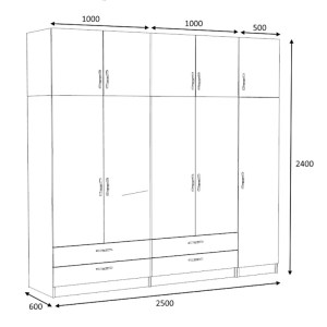 meg-GP100-0094,1-4 ΝΤΟΥΛΑΠΑ ΡΟΥΧΩΝ VICTORIA MEGAPAP ΠΕΝΤΑΦΥΛΛΗ ΜΕ ΠΑΤΑΡΙ ΚΑΙ ΣΥΡΤΑΡΙΑ ΧΡΩΜΑ ΛΕΥΚΟ 250X60X240ΕΚ.