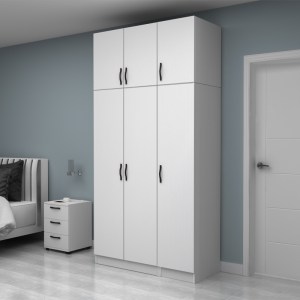 meg-GP100-0110,1-2 ΝΤΟΥΛΑΠΑ ΡΟΥΧΩΝ VIVIAN MEGAPAP ΤΡΙΦΥΛΛΗ ΜΕ ΠΑΤΑΡΙ ΧΡΩΜΑ ΛΕΥΚΟ 120X51,8X240ΕΚ.