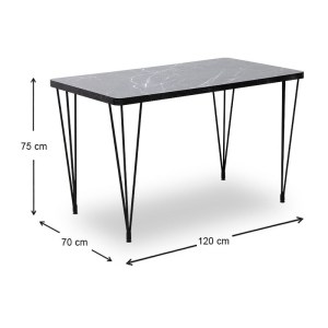 meg-GP100-0133,1-6 ΣΕΤ ΤΡΑΠΕΖΑΡΙΑ 5ΤΜΧ ROGER - BIANCA MEGAPAP MDF - ΥΦΑΣΜΑ ΧΡΩΜΑ ΜΑΥΡΟ ΕΦΕ ΜΑΡΜΑΡΟΥ - ΓΚΡΙ 120X70X75ΕΚ.