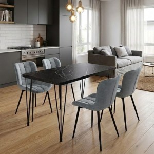 meg-GP100-0134,2-0 ΣΕΤ ΤΡΑΠΕΖΑΡΙΑ 5ΤΜΧ ROGER - CHIARA MEGAPAP MDF - ΥΦΑΣΜΑ ΧΡΩΜΑ ΜΑΥΡΟ ΕΦΕ ΜΑΡΜΑΡΟΥ - ΓΚΡΙ 120X70X75ΕΚ.