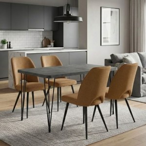 meg-GP100-0140,3-0 ΣΕΤ ΤΡΑΠΕΖΑΡΙΑ 5ΤΜΧ ROGER - CHRISTY MEGAPAP MDF - ΥΦΑΣΜΑ ΧΡΩΜΑ ΣΚΟΥΡΟ ΓΚΡΙ ΣΚΥΡΟΔΕΜΑΤΟΣ - ΜΟΥΣΤΑΡΔΙ 120X70X75ΕΚ.