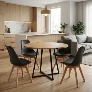 meg-GP100-0145,2-0 ΣΕΤ ΤΡΑΠΕΖΑΡΙΑ 5ΤΜΧ RUBES - VIVA MEGAPAP ΧΡΩΜΑ ΦΥΣΙΚΟ ΟΞΙΑΣ - ΜΑΥΡΟ Ø100X78ΕΚ.