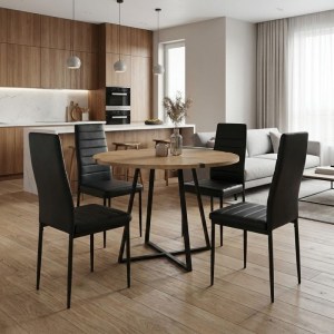 meg-GP100-0148,1-0 ΣΕΤ ΤΡΑΠΕΖΑΡΙΑ 5ΤΜΧ RUBES - ROSA MEGAPAP ΧΡΩΜΑ ΦΥΣΙΚΟ ΟΞΙΑΣ - ΜΑΥΡΟ Ø100X78ΕΚ.