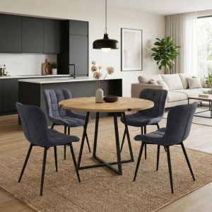 meg-GP100-0156,1-0 ΣΕΤ ΤΡΑΠΕΖΑΡΙΑ 5ΤΜΧ RUBES - CHIARA MEGAPAP ΧΡΩΜΑ ΦΥΣΙΚΟ ΟΞΙΑΣ - ΑΝΘΡΑΚΙ Ø100X78ΕΚ.