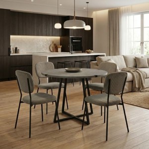 meg-GP100-0163,2-0 ΣΕΤ ΤΡΑΠΕΖΑΡΙΑ 5ΤΜΧ RUBES - KEVIN MEGAPAP ΧΡΩΜΑ ΓΚΡΙ ΣΚΥΡΟΔΕΜΑΤΟΣ - ΛΑΔΙ Ø100X78ΕΚ.