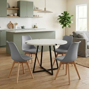 meg-GP100-0172,4-0 ΣΕΤ ΤΡΑΠΕΖΑΡΙΑ 5ΤΜΧ RUBES - VIVA MEGAPAP ΧΡΩΜΑ ΛΕΥΚΟ - ΓΚΡΙ Ø100X78ΕΚ.