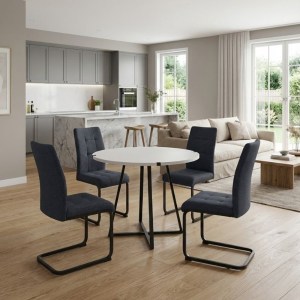 meg-GP100-0177,1-0 ΣΕΤ ΤΡΑΠΕΖΑΡΙΑ 5ΤΜΧ RUBES - LAURA MEGAPAP ΧΡΩΜΑ ΛΕΥΚΟ - ΑΝΘΡΑΚΙ Ø100X78ΕΚ.