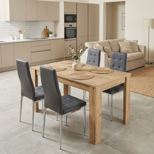 meg-GP100-0204,2-0 ΣΕΤ ΤΡΑΠΕΖΑΡΙΑ 5ΤΜΧ DARLEN - ROSA MEGAPAP ΧΡΩΜΑ SAPPHIRE OAK - ΓΚΡΙ/ΧΡΩΜΙΟΥ ΠΟΔΙ 125X72X74ΕΚ.