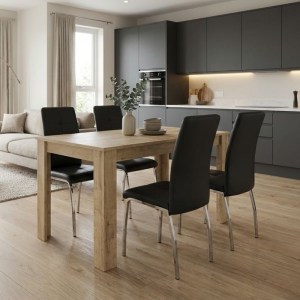 meg-GP100-0210,1-0 ΣΕΤ ΤΡΑΠΕΖΑΡΙΑ 5ΤΜΧ DARLEN - ALMA MEGAPAP ΧΡΩΜΑ SAPPHIRE OAK - ΜΑΥΡΟ 125X72X74ΕΚ.