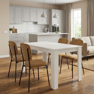 meg-GP100-0227,1-0 ΣΕΤ ΤΡΑΠΕΖΑΡΙΑ 5ΤΜΧ DARLEN - KEVIN MEGAPAP ΧΡΩΜΑ ΛΕΥΚΟ - ΜΟΥΣΤΑΡΔΙ 125X72X74ΕΚ.