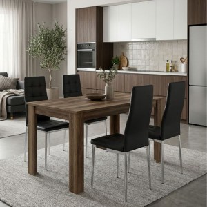meg-GP100-0236,1-0 ΣΕΤ ΤΡΑΠΕΖΑΡΙΑ 5ΤΜΧ DARLEN - ROSA MEGAPAP ΧΡΩΜΑ ΚΑΡΥΔΙ - ΜΑΥΡΟ/ΧΡΩΜΙΟΥ ΠΟΔΙ 125X72X74ΕΚ.