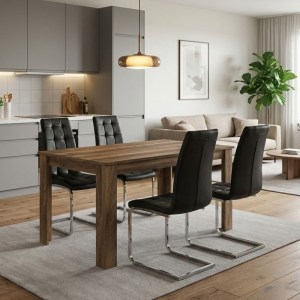 meg-GP100-0239,1-0 ΣΕΤ ΤΡΑΠΕΖΑΡΙΑ 5ΤΜΧ DARLEN - VELA MEGAPAP ΧΡΩΜΑ ΚΑΡΥΔΙ - ΜΑΥΡΟ 125X72X74ΕΚ.