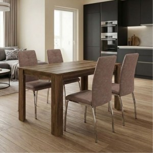 meg-GP100-0242,3-0 ΣΕΤ ΤΡΑΠΕΖΑΡΙΑ 5ΤΜΧ DARLEN - ALMA MEGAPAP ΧΡΩΜΑ ΚΑΡΥΔΙ - ΜΠΕΖ 125X72X74ΕΚ.