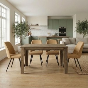 meg-GP100-0244,3-0 ΣΕΤ ΤΡΑΠΕΖΑΡΙΑ 5ΤΜΧ DARLEN - CHRISTY MEGAPAP ΧΡΩΜΑ ΚΑΡΥΔΙ - ΜΟΥΣΤΑΡΔΙ 125X72X74ΕΚ.