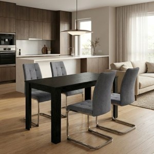 meg-GP100-0257,2-0 ΣΕΤ ΤΡΑΠΕΖΑΡΙΑ 5ΤΜΧ DARLEN - LAURA MEGAPAP ΧΡΩΜΑ SENCRON BLACK - ΓΚΡΙ 125X72X74ΕΚ.