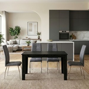 meg-GP100-0258,2-0 ΣΕΤ ΤΡΑΠΕΖΑΡΙΑ 5ΤΜΧ DARLEN - ALMA MEGAPAP ΧΡΩΜΑ SENCRON BLACK - ΓΚΡΙ 125X72X74ΕΚ.