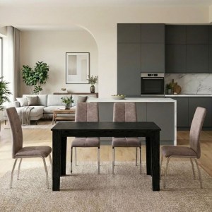 meg-GP100-0258,3-0 ΣΕΤ ΤΡΑΠΕΖΑΡΙΑ 5ΤΜΧ DARLEN - ALMA MEGAPAP ΧΡΩΜΑ SENCRON BLACK - ΜΠΕΖ 125X72X74ΕΚ.