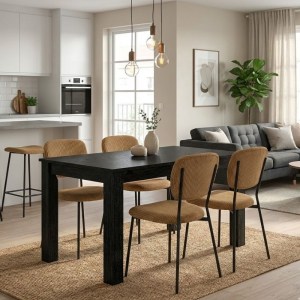 meg-GP100-0259,1-0 ΣΕΤ ΤΡΑΠΕΖΑΡΙΑ 5ΤΜΧ DARLEN - KEVIN MEGAPAP ΧΡΩΜΑ SENCRON BLACK - ΜΟΥΣΤΑΡΔΙ 125X72X74ΕΚ.