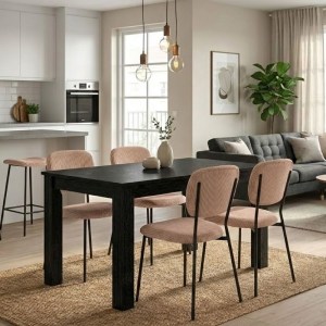 meg-GP100-0259,3-0 ΣΕΤ ΤΡΑΠΕΖΑΡΙΑ 5ΤΜΧ DARLEN - KEVIN MEGAPAP ΧΡΩΜΑ SENCRON BLACK - ΜΟΚΑ 125X72X74ΕΚ.