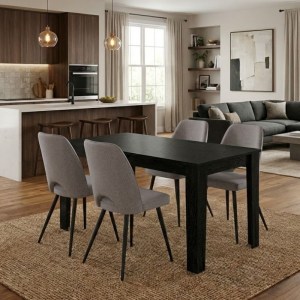 meg-GP100-0260,2-0 ΣΕΤ ΤΡΑΠΕΖΑΡΙΑ 5ΤΜΧ DARLEN - CHRISTY MEGAPAP ΧΡΩΜΑ SENCRON BLACK - ΑΝΟΙΧΤΟ ΜΠΕΖ 125X72X74ΕΚ.