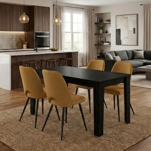 meg-GP100-0260,3-0 ΣΕΤ ΤΡΑΠΕΖΑΡΙΑ 5ΤΜΧ DARLEN - CHRISTY MEGAPAP ΧΡΩΜΑ SENCRON BLACK - ΜΟΥΣΤΑΡΔΙ 125X72X74ΕΚ.