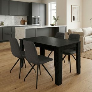 meg-GP100-0261,1-0 ΣΕΤ ΤΡΑΠΕΖΑΡΙΑ 5ΤΜΧ DARLEN - BIANCA MEGAPAP ΧΡΩΜΑ SENCRON BLACK - ΓΚΡΙ 125X72X74ΕΚ.