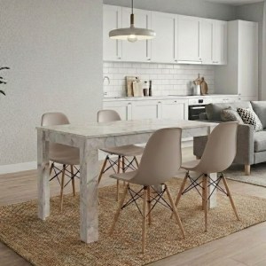 meg-GP100-0263,4-0 ΣΕΤ ΤΡΑΠΕΖΑΡΙΑ 5ΤΜΧ DARLEN - NOVA MEGAPAP ΧΡΩΜΑ ΛΕΥΚΟ ΕΦΕ ΜΑΡΜΑΡΟΥ - CAPPUCCINO 125X72X74ΕΚ.