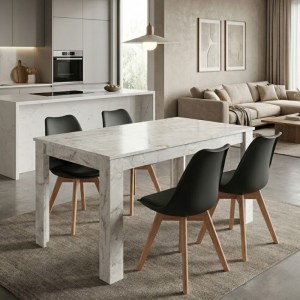 meg-GP100-0265,2-0 ΣΕΤ ΤΡΑΠΕΖΑΡΙΑ 5ΤΜΧ DARLEN - VIVA MEGAPAP ΧΡΩΜΑ ΛΕΥΚΟ ΕΦΕ ΜΑΡΜΑΡΟΥ - ΜΑΥΡΟ/ΦΥΣΙΚΟ ΠΟΔΙ 125X72X74ΕΚ.