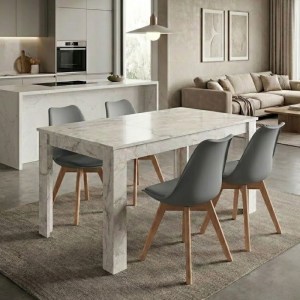 meg-GP100-0265,4-0 ΣΕΤ ΤΡΑΠΕΖΑΡΙΑ 5ΤΜΧ DARLEN - VIVA MEGAPAP ΧΡΩΜΑ ΛΕΥΚΟ ΕΦΕ ΜΑΡΜΑΡΟΥ - ΓΚΡΙ 125X72X74ΕΚ.