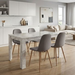 meg-GP100-0267,2-0 ΣΕΤ ΤΡΑΠΕΖΑΡΙΑ 5ΤΜΧ DARLEN - IRIS MEGAPAP ΧΡΩΜΑ ΛΕΥΚΟ ΕΦΕ ΜΑΡΜΑΡΟΥ - ΑΝΟΙΧΤΟ ΜΠΕΖ/ΦΥΣΙΚΟ ΠΟΔΙ 125X72X74ΕΚ.