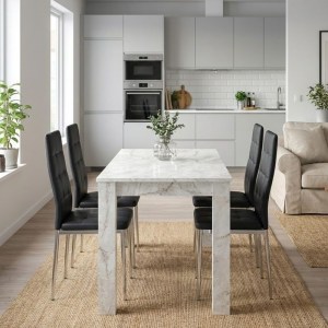meg-GP100-0268,1-0 ΣΕΤ ΤΡΑΠΕΖΑΡΙΑ 5ΤΜΧ DARLEN - ROSA MEGAPAP ΧΡΩΜΑ ΛΕΥΚΟ ΕΦΕ ΜΑΡΜΑΡΟΥ - ΜΑΥΡΟ/ΧΡΩΜΙΟΥ ΠΟΔΙ 125X72X74ΕΚ.