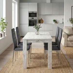 meg-GP100-0268,2-0 ΣΕΤ ΤΡΑΠΕΖΑΡΙΑ 5ΤΜΧ DARLEN - ROSA MEGAPAP ΧΡΩΜΑ ΛΕΥΚΟ ΕΦΕ ΜΑΡΜΑΡΟΥ - ΓΚΡΙ/ΧΡΩΜΙΟΥ ΠΟΔΙ 125X72X74ΕΚ.