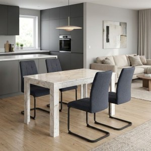 meg-GP100-0273,1-0 ΣΕΤ ΤΡΑΠΕΖΑΡΙΑ 5ΤΜΧ DARLEN - LAURA MEGAPAP ΧΡΩΜΑ ΛΕΥΚΟ ΕΦΕ ΜΑΡΜΑΡΟΥ - ΑΝΘΡΑΚΙ 125X72X74ΕΚ.